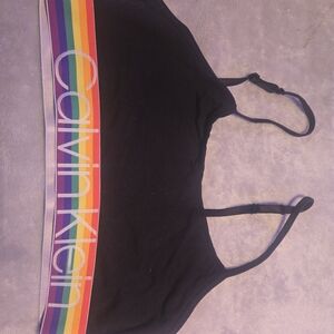 Calvin Klein Black Garment with Multicolor Stitching